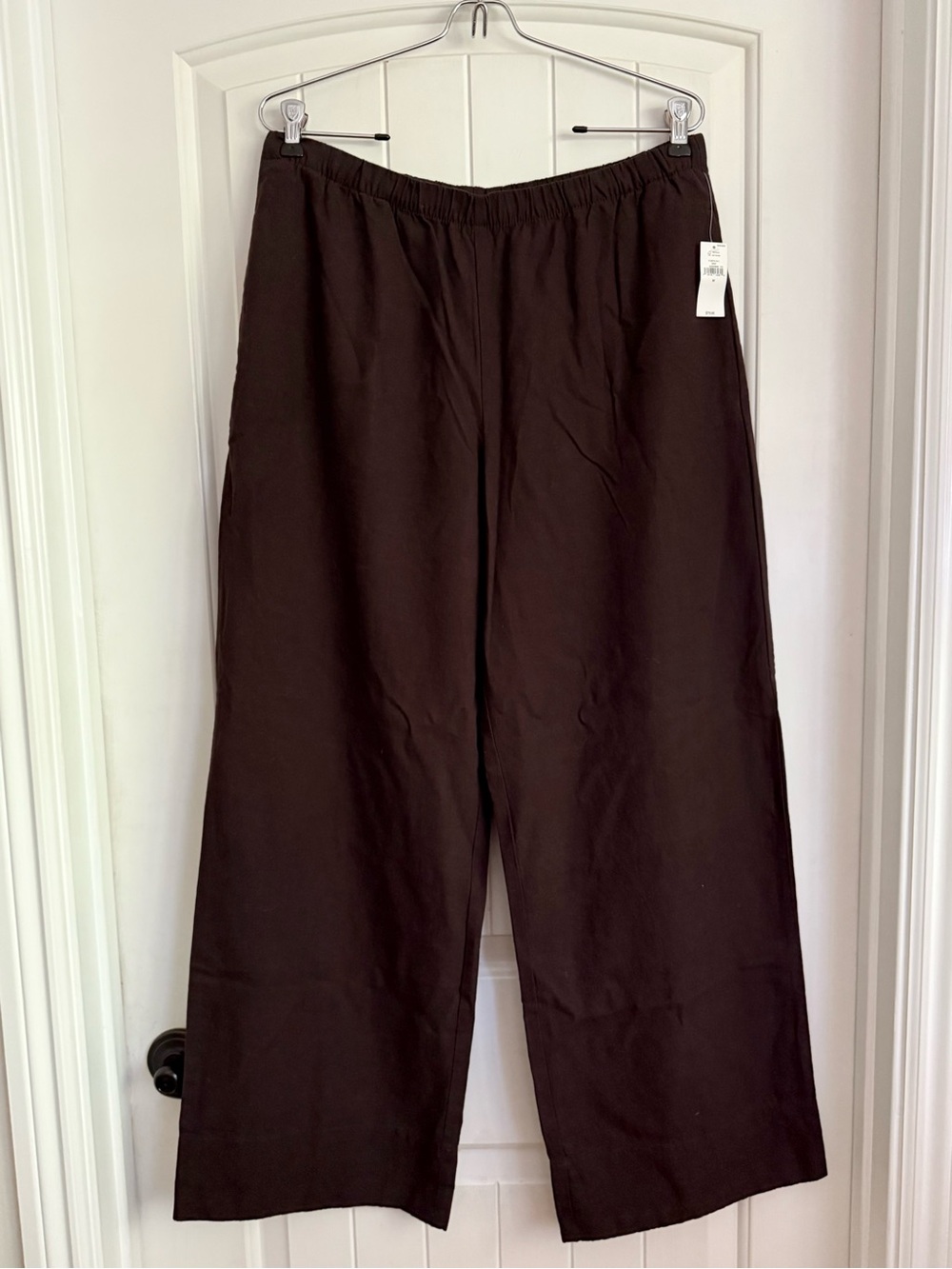 NWT Gap Linen-Blend Easy Wide-Leg Pants in Terra Brown Size Medium Dark Brown - Picture 4 of 11